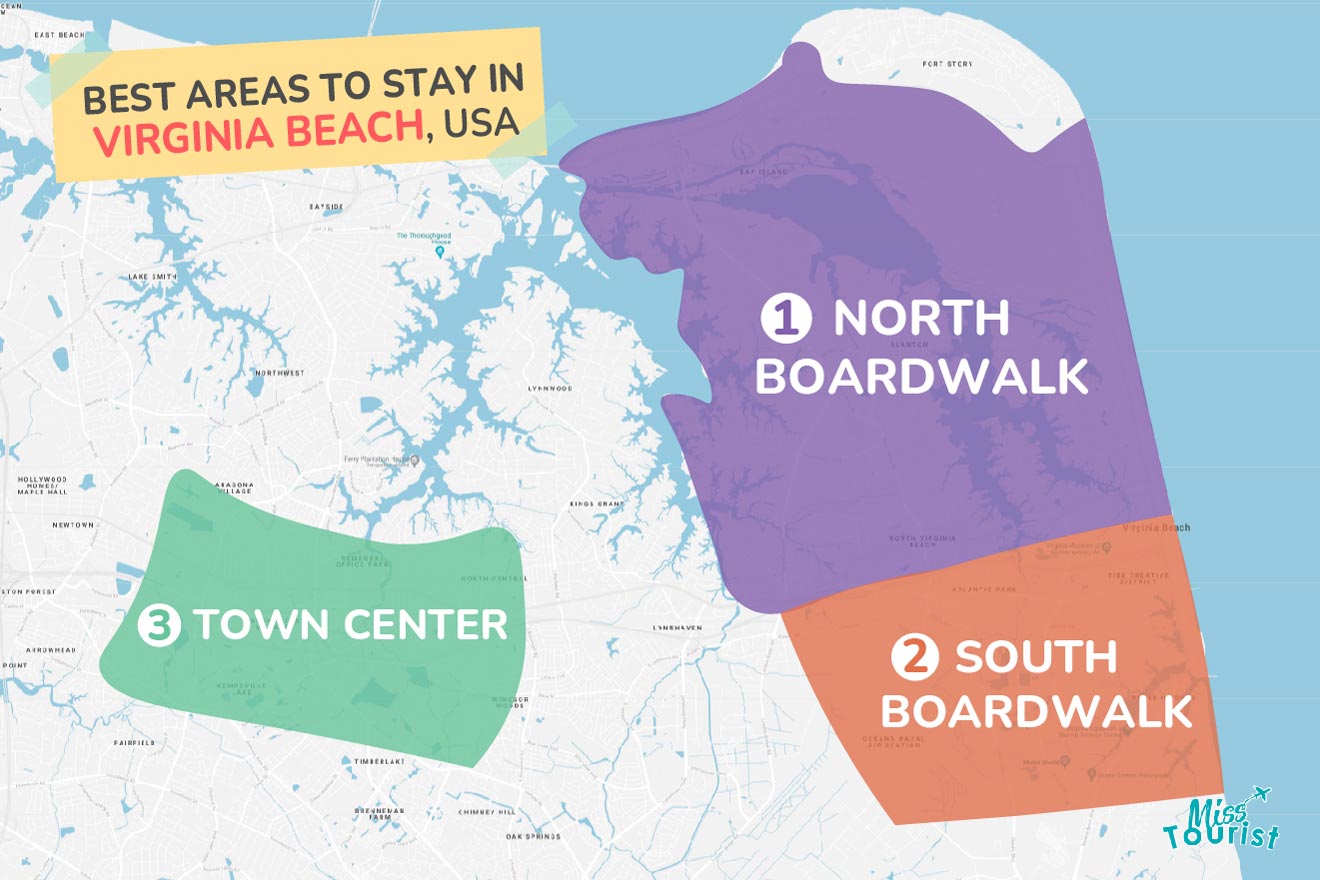 Map of best places to stay Virginia Beach